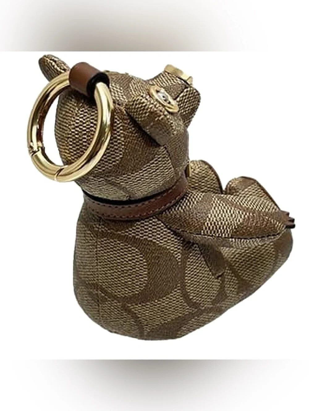 Coach Bear Bag Charm In Signature Canvas in Khaki/ Saddle CI012 NWOT